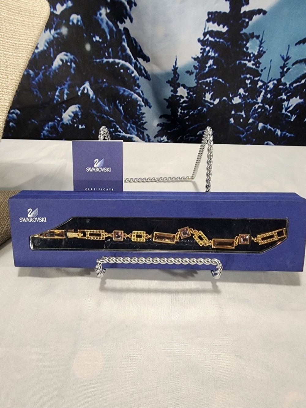SWAROVSKI Vintage Signed Crystal Tennis Bracelet With Original Box Certificate